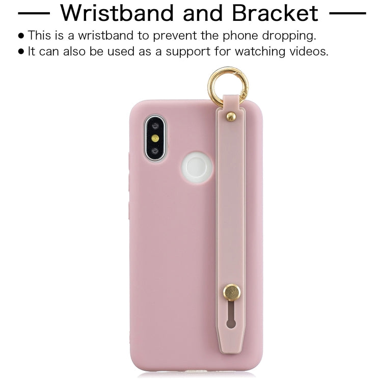 Shockproof Solid Color TPU Case with Wristband For Xiaomi Mi 8