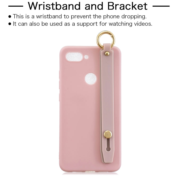 Shockproof Solid Color TPU Case with Wristband For Xiaomi Mi 8 Lite