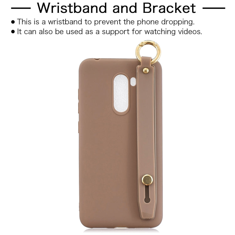 Shockproof Solid Color TPU Case with Wristband For Xiaomi Pocophone F1