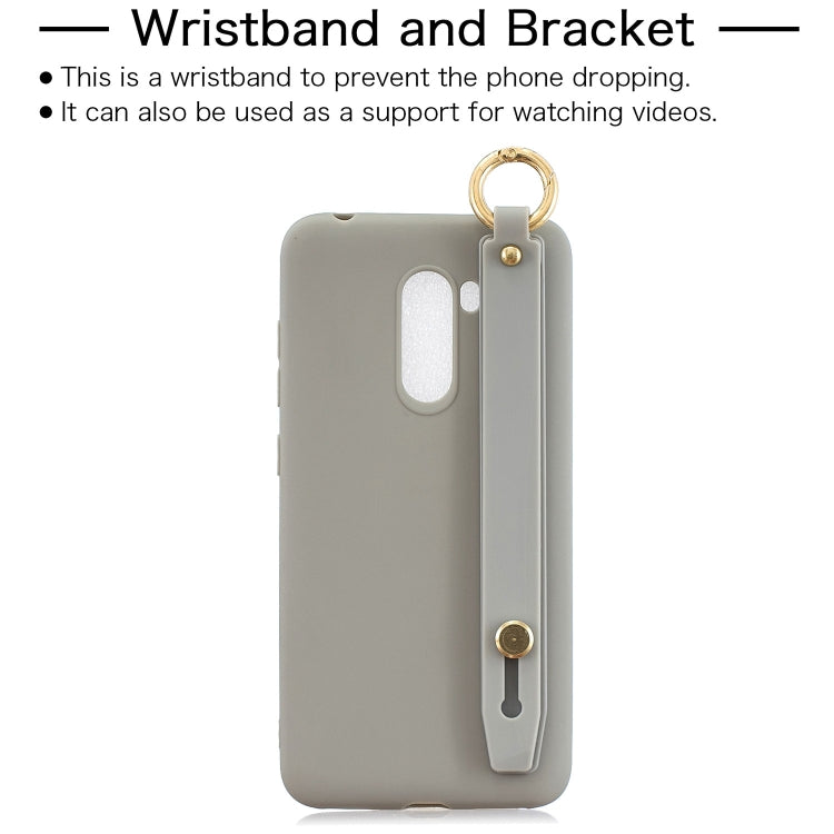 Shockproof Solid Color TPU Case with Wristband For Xiaomi Pocophone F1