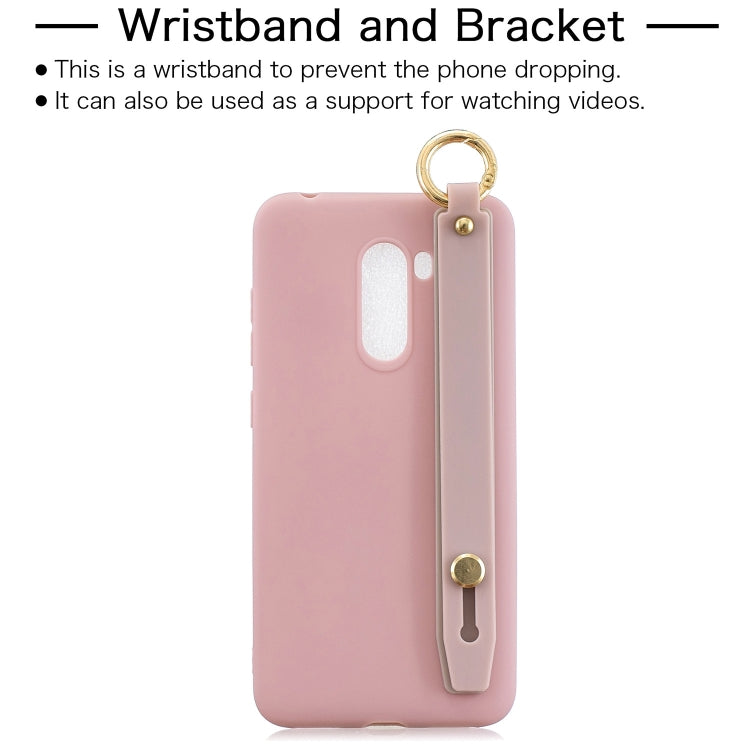 Shockproof Solid Color TPU Case with Wristband For Xiaomi Pocophone F1