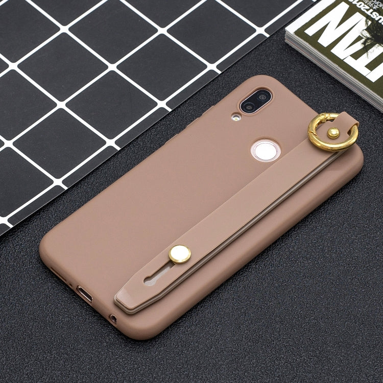 Shockproof Solid Color TPU Case with Wristband For Huawei P20 Lite