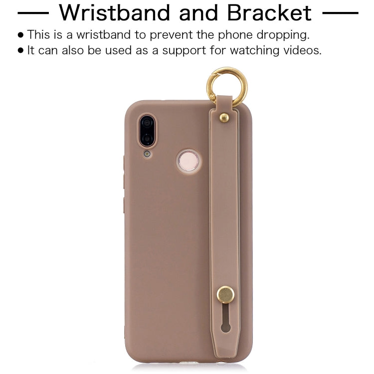Shockproof Solid Color TPU Case with Wristband For Huawei P20 Lite