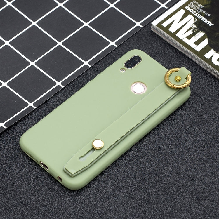 Shockproof Solid Color TPU Case with Wristband For Huawei P20 Lite