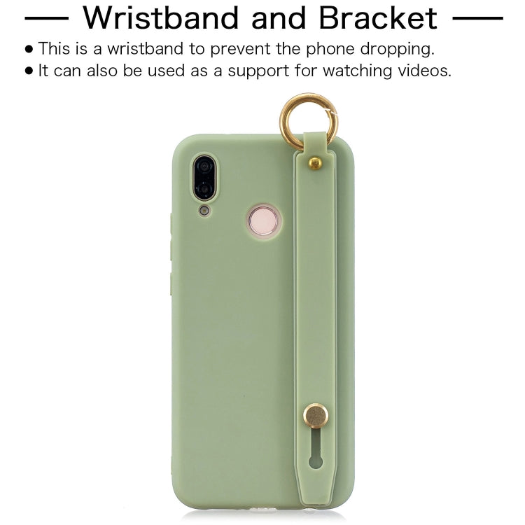 Shockproof Solid Color TPU Case with Wristband For Huawei P20 Lite