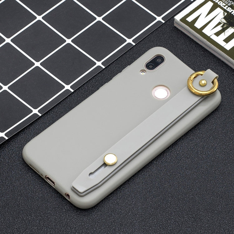 Shockproof Solid Color TPU Case with Wristband For Huawei P20 Lite