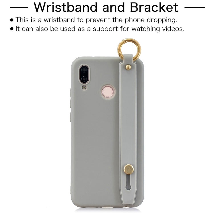Shockproof Solid Color TPU Case with Wristband For Huawei P20 Lite