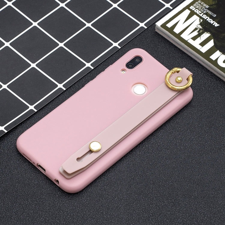 Shockproof Solid Color TPU Case with Wristband For Huawei P20 Lite