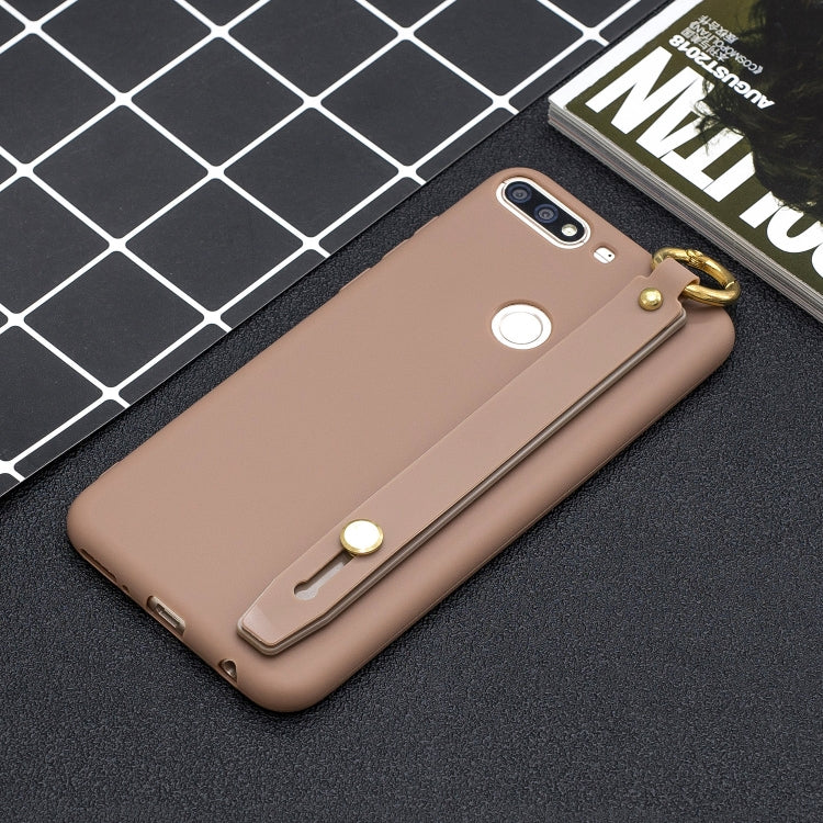 Shockproof Solid Color TPU Case with Wristband For Huawei Honor 7C