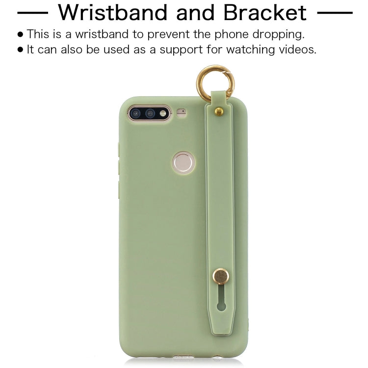Shockproof Solid Color TPU Case with Wristband For Huawei Honor 7C