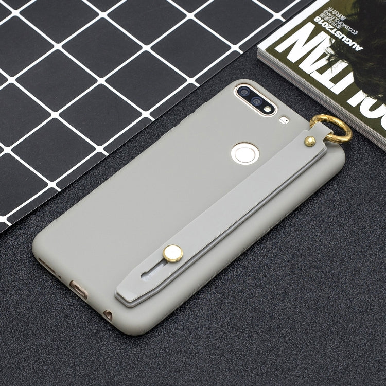 Shockproof Solid Color TPU Case with Wristband For Huawei Honor 7C