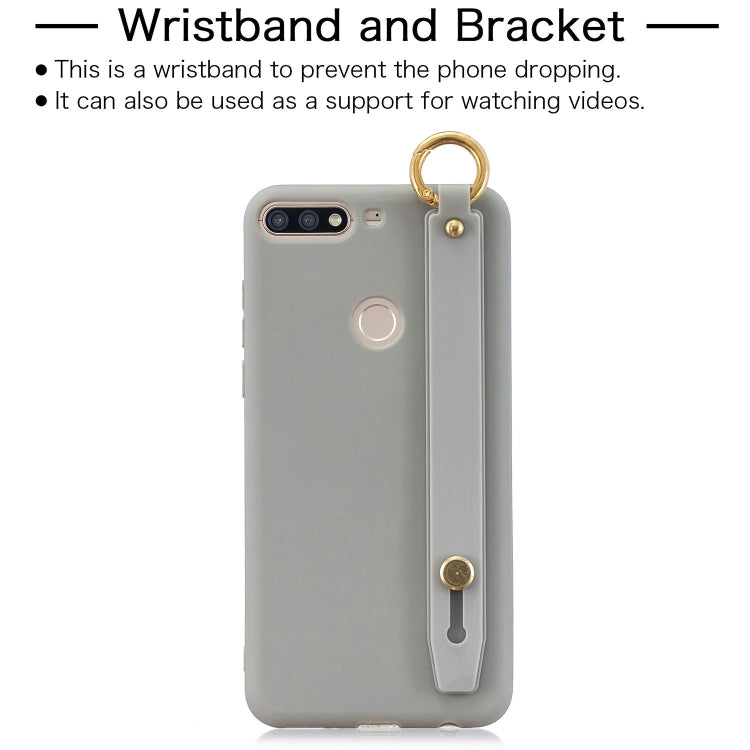 Shockproof Solid Color TPU Case with Wristband For Huawei Honor 7C