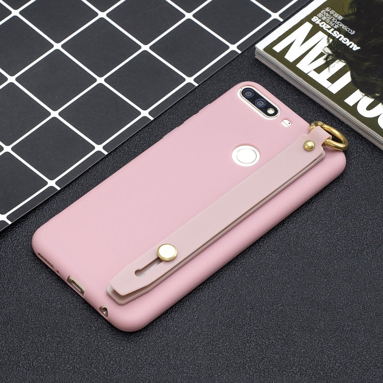 Shockproof Solid Color TPU Case with Wristband For Huawei Honor 7C