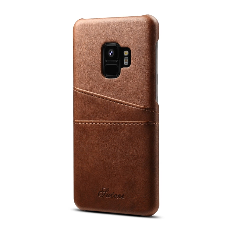 Suteni Calf Texture Back Cover Protective Case with Card Slots for Galaxy S9