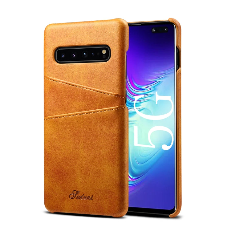 Suteni Calf Texture Back Cover Protective Case with Card Slots for Galaxy S10 5G