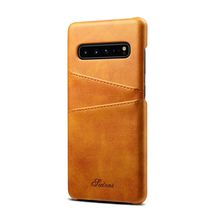 Suteni Calf Texture Back Cover Protective Case with Card Slots for Galaxy S10 5G