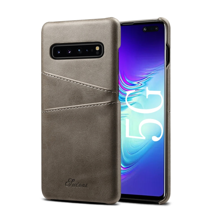 Suteni Calf Texture Back Cover Protective Case with Card Slots for Galaxy S10 5G