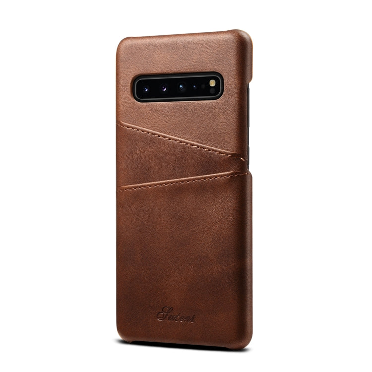 Suteni Calf Texture Back Cover Protective Case with Card Slots for Galaxy S10 5G