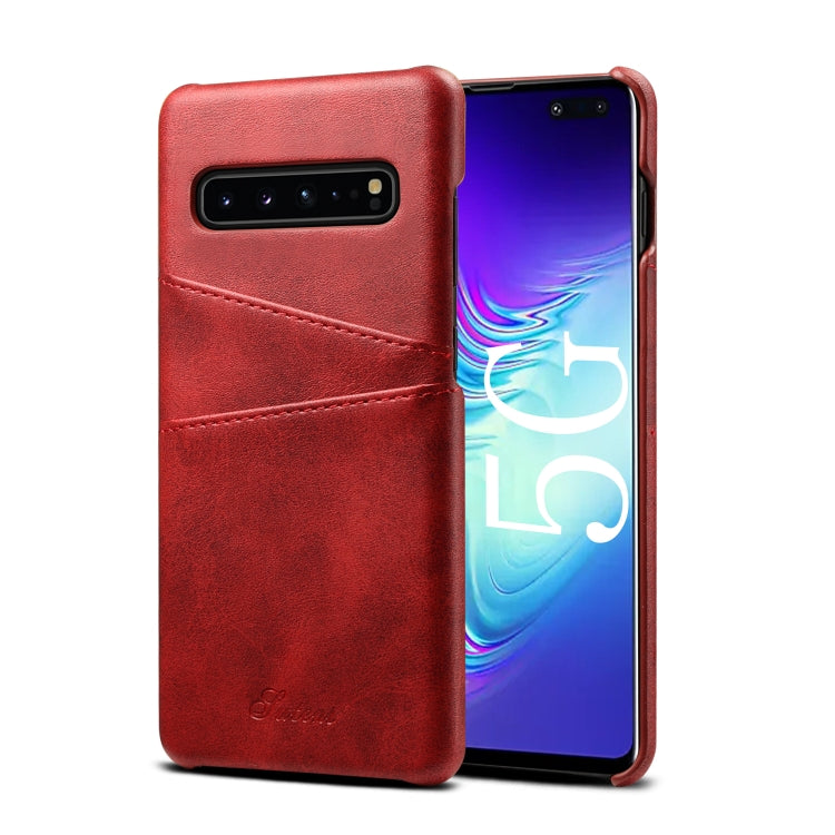 Suteni Calf Texture Back Cover Protective Case with Card Slots for Galaxy S10 5G