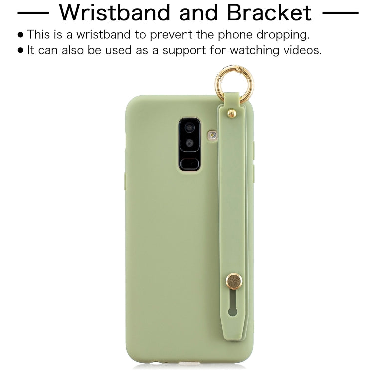 Shockproof Solid Color TPU Case with Wristband For Galaxy A6+