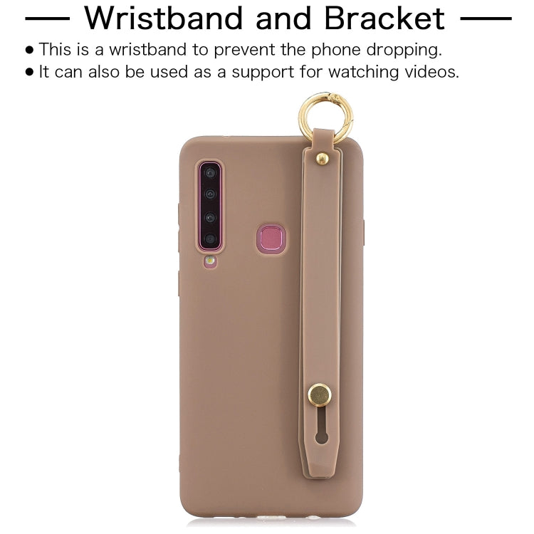 Shockproof Solid Color TPU Case with Wristband For Galaxy A9 (2018)