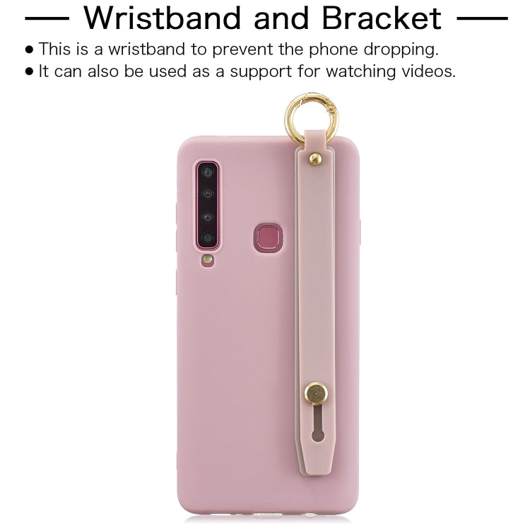 Shockproof Solid Color TPU Case with Wristband For Galaxy A9 (2018)