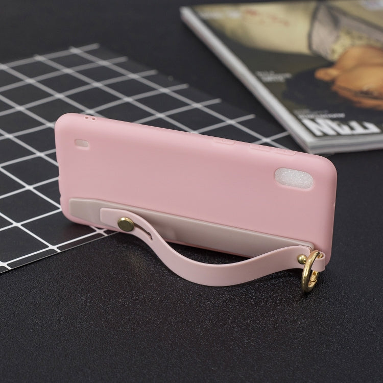 Shockproof Solid Color TPU Case with Wristband For Galaxy A10