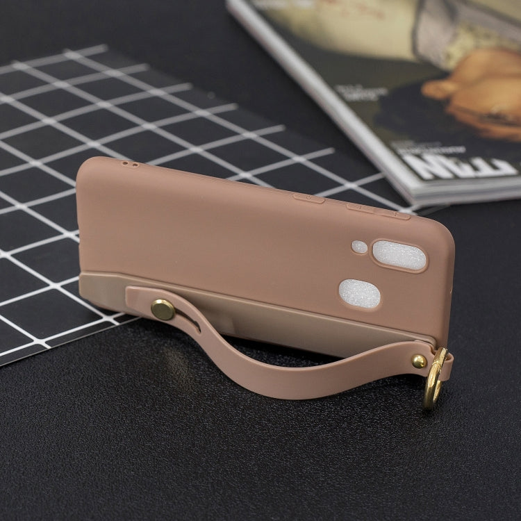 Shockproof Solid Color TPU Case with Wristband For Galaxy A40