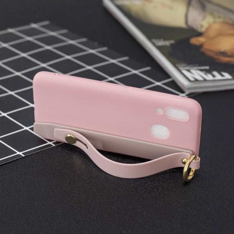 Shockproof Solid Color TPU Case with Wristband For Galaxy A40