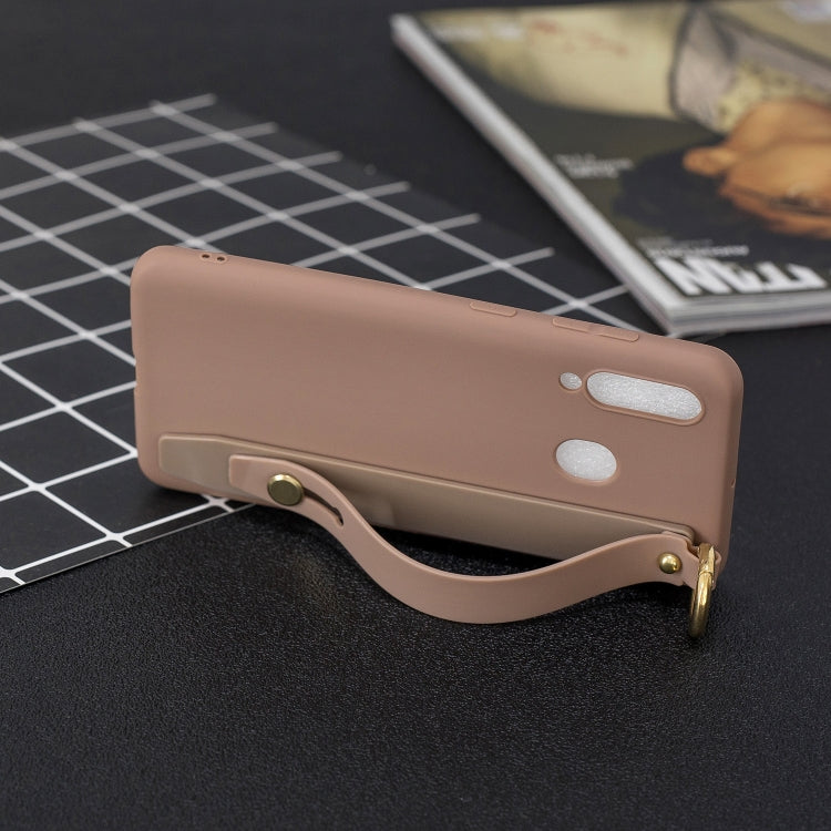 Shockproof Solid Color TPU Case with Wristband For Galaxy A60