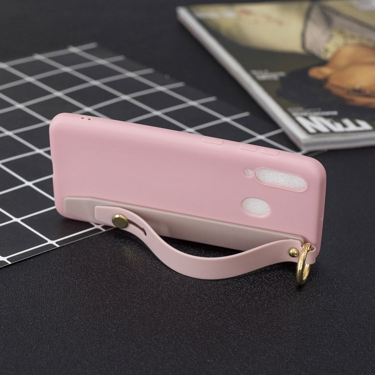 Shockproof Solid Color TPU Case with Wristband For Galaxy A60