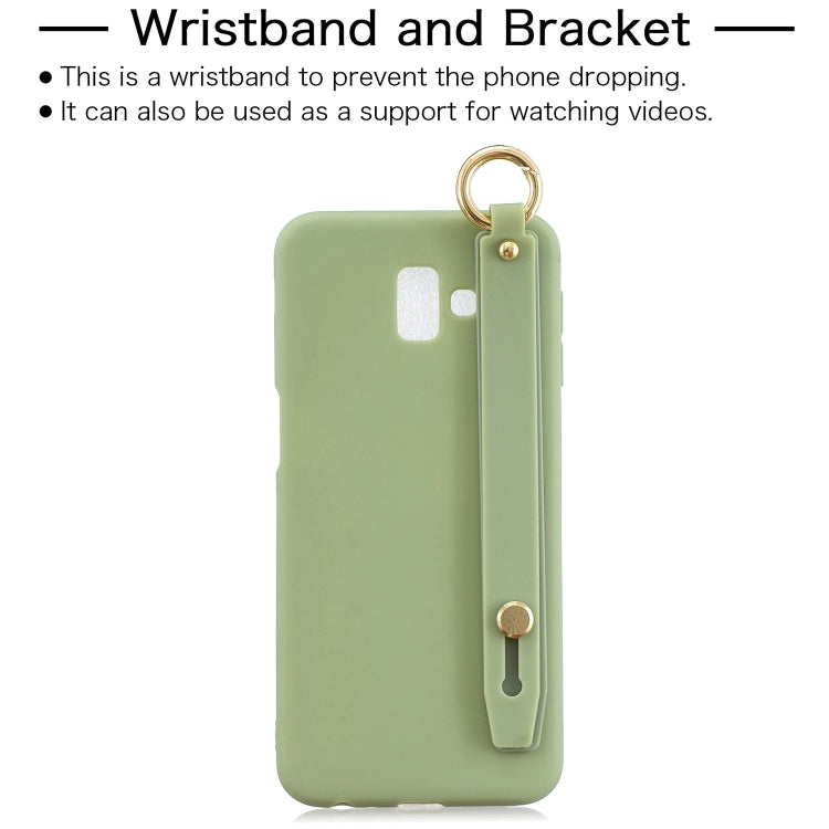 Shockproof Solid Color TPU Case with Wristband For Galaxy J6+