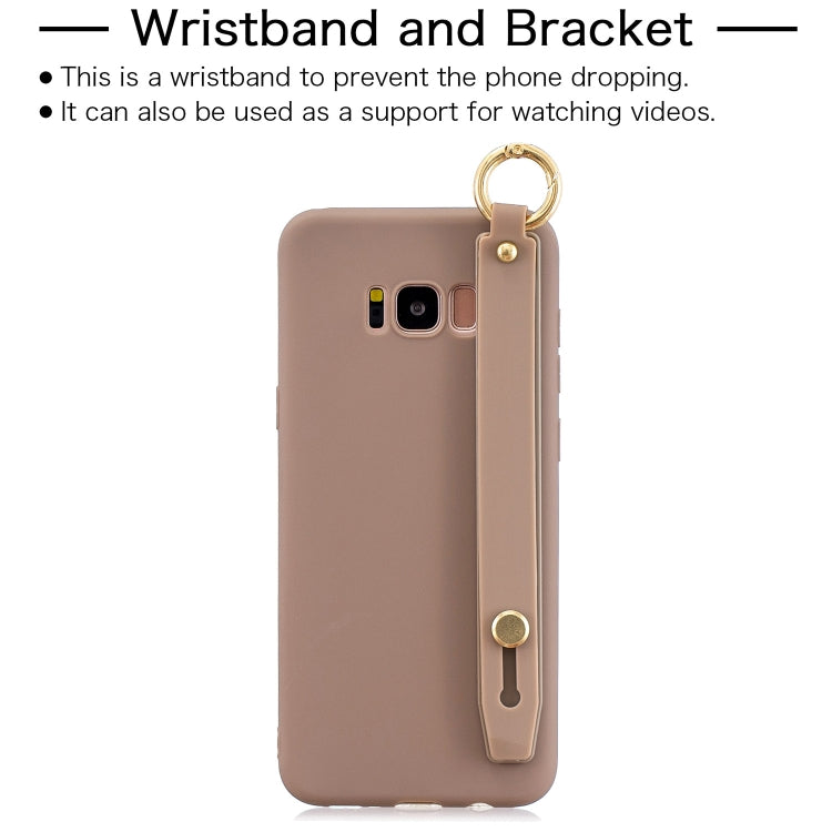 Shockproof Solid Color TPU Case with Wristband For Galaxy S8+