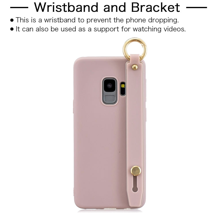 Shockproof Solid Color TPU Case with Wristband For Galaxy S9