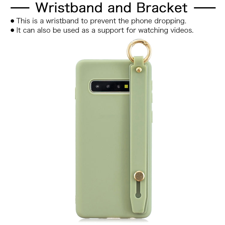 Shockproof Solid Color TPU Case with Wristband For Galaxy S10