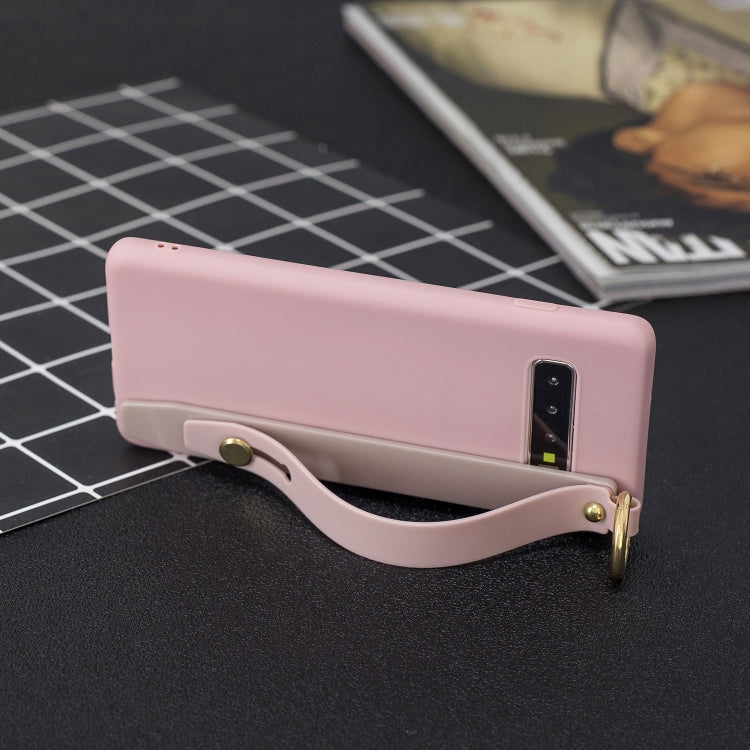 Shockproof Solid Color TPU Case with Wristband For Galaxy S10