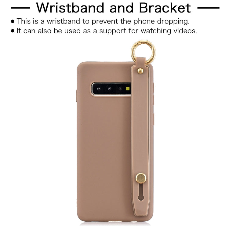 Shockproof Solid Color TPU Case with Wristband For Galaxy S10e