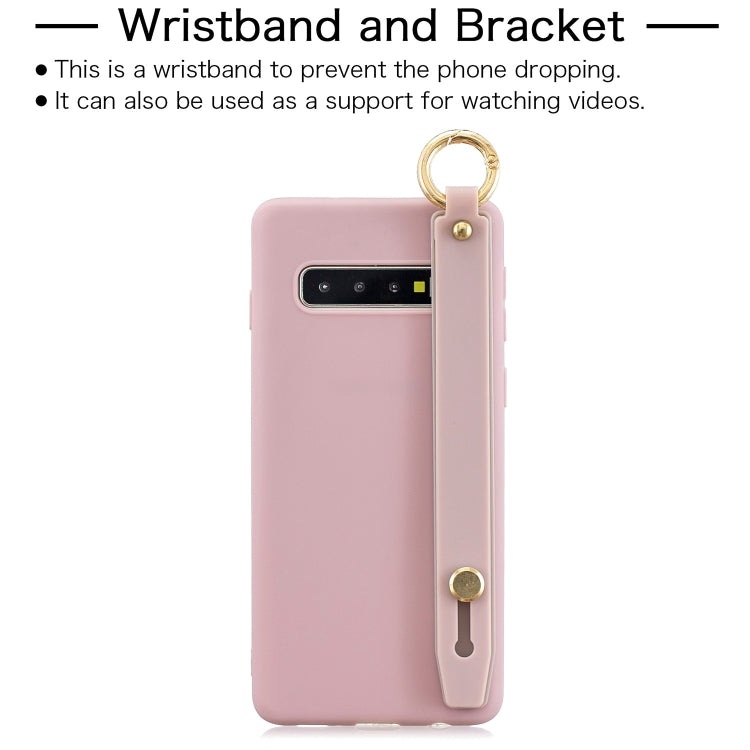 Shockproof Solid Color TPU Case with Wristband For Galaxy S10e