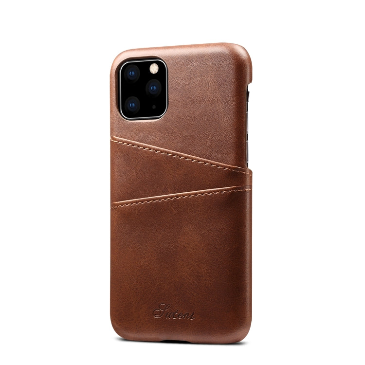 Suteni Calf Texture Back Cover Protective Case with Card Slots for iPhone 11 Pro