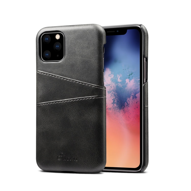 Suteni Calf Texture Back Cover Protective Case with Card Slots for iPhone 11