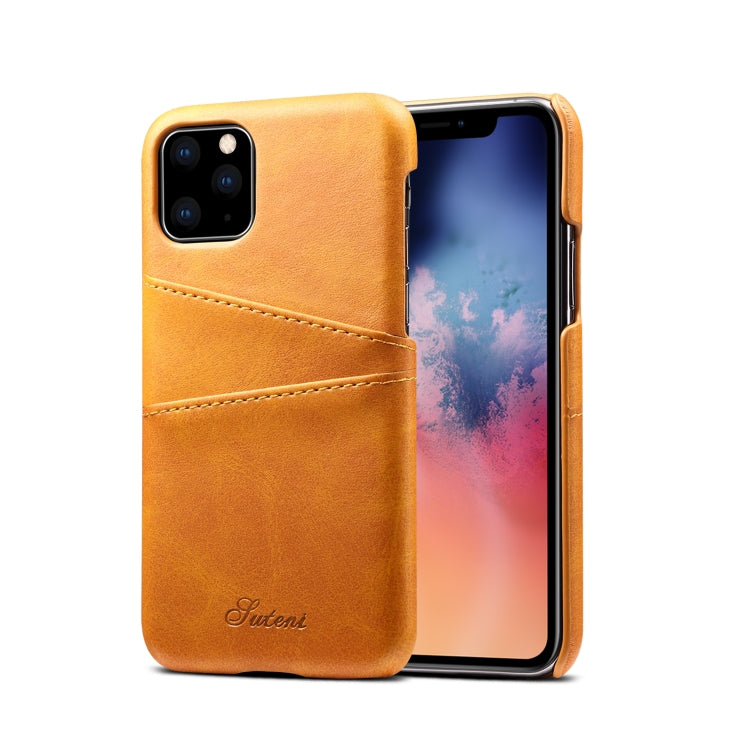 Suteni Calf Texture Back Cover Protective Case with Card Slots for iPhone 11 Pro Max