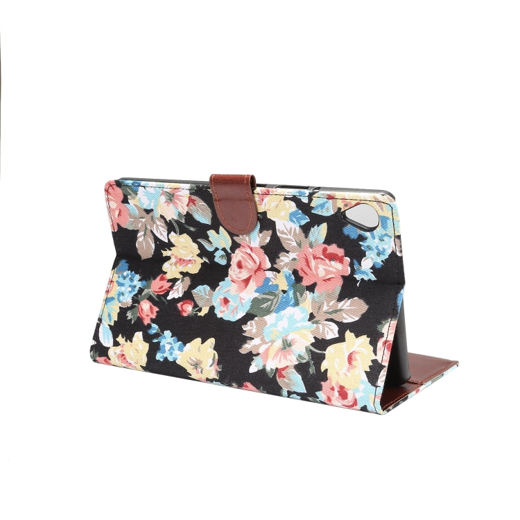 Dibase Flower Pattern Cloth Surface Horizontal Flip PC + PU Leather Case with Holder & Card Slots & Sleep / Wake-up Function For Huawei MediaPad M6 8.4