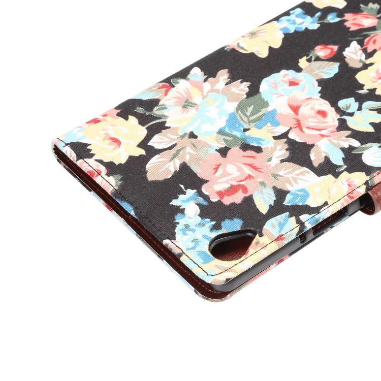 Dibase Flower Pattern Cloth Surface Horizontal Flip PC + PU Leather Case with Holder & Card Slots & Sleep / Wake-up Function For Huawei MediaPad M6 8.4