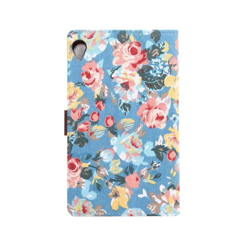 Dibase Flower Pattern Cloth Surface Horizontal Flip PC + PU Leather Case with Holder & Card Slots & Sleep / Wake-up Function For Huawei MediaPad M6 8.4