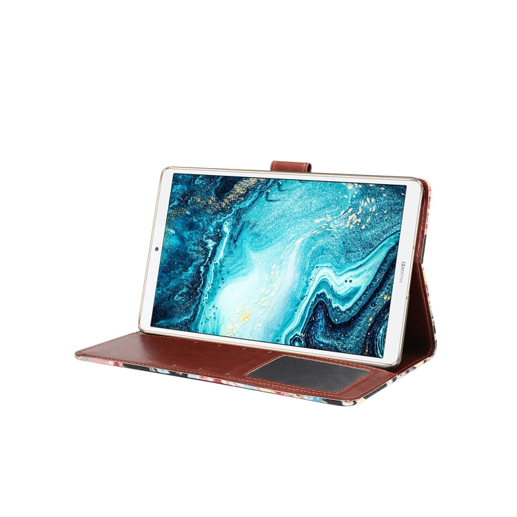 Dibase Flower Pattern Cloth Surface Horizontal Flip PC + PU Leather Case with Holder & Card Slots & Sleep / Wake-up Function For Huawei MediaPad M6 8.4