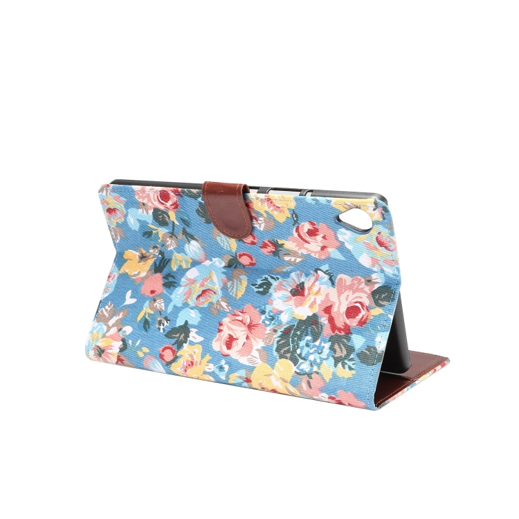 Dibase Flower Pattern Cloth Surface Horizontal Flip PC + PU Leather Case with Holder & Card Slots & Sleep / Wake-up Function For Huawei MediaPad M6 8.4