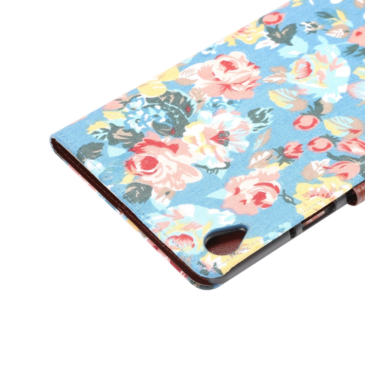 Dibase Flower Pattern Cloth Surface Horizontal Flip PC + PU Leather Case with Holder & Card Slots & Sleep / Wake-up Function For Huawei MediaPad M6 8.4