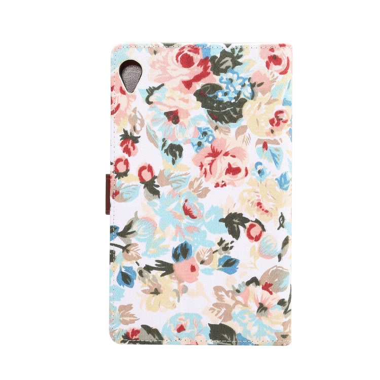 Dibase Flower Pattern Cloth Surface Horizontal Flip PC + PU Leather Case with Holder & Card Slots & Sleep / Wake-up Function For Huawei MediaPad M6 8.4