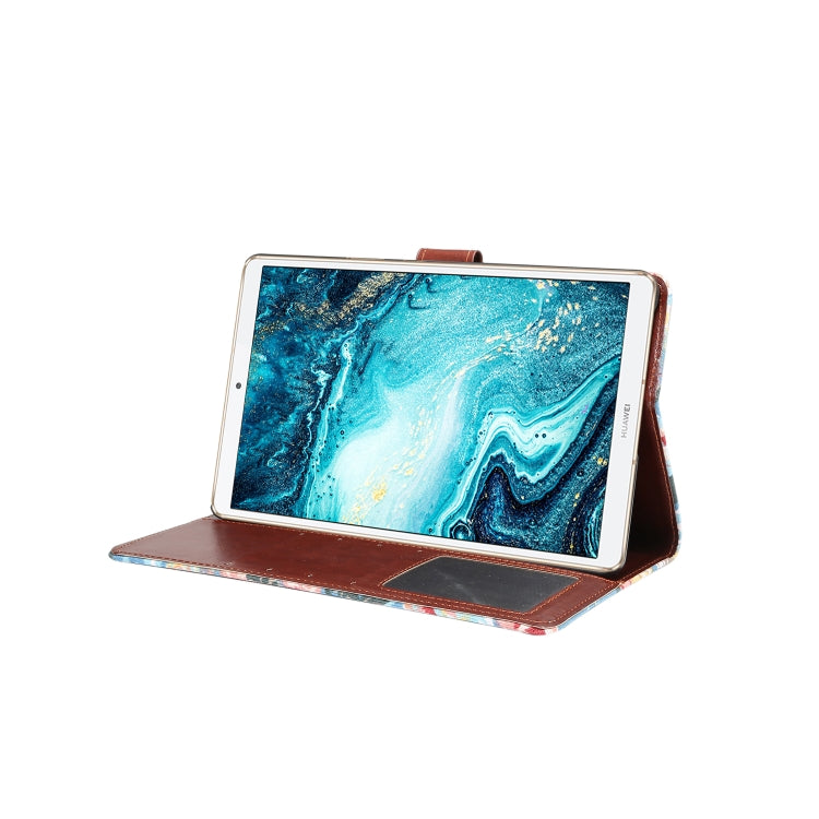 Dibase Flower Pattern Cloth Surface Horizontal Flip PC + PU Leather Case with Holder & Card Slots & Sleep / Wake-up Function For Huawei MediaPad M6 8.4