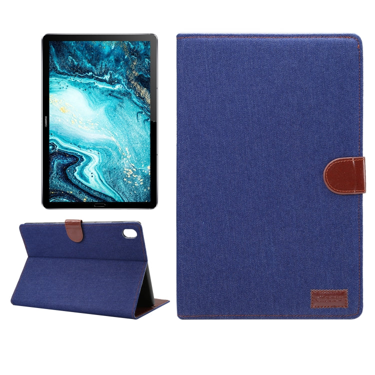 Dibase Denim Texture Horizontal Flip PC + PU Leather Case with Holder & Card Slots & Sleep / Wake-up Function For Huawei MediaPad M6 10.8